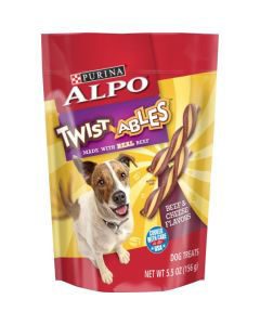 Purina ALPO Made in USA Facilities Dog Treats, Twistables Beef & Cheese Flavors - 5.5 oz. Pouch