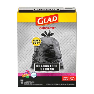 Glad Large Heavy Duty Quick-Tie Trash Bags - Gain + Febreze, 30 gal - 37 ct