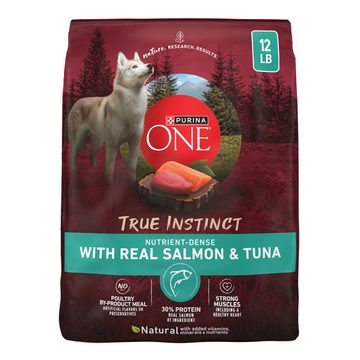 Purina ONE True Instinct With Real Salmon and Tuna Natural With Added Vitamins, Minerals and Nutrients High Protein Dog Food Dry Formula - 12 lb. Bag