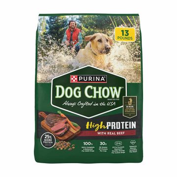 Purina Dog Chow Dog Food, High Protein with Real Beef, 13 lb