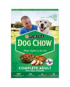 Purina Dog Chow Complete Adult Dry Dog Food Kibble With Chicken Flavor - 16 oz. Box