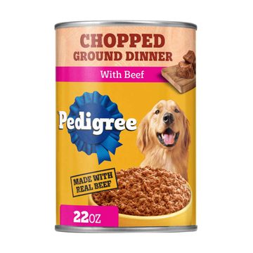 Pedigree Chopped Ground Dinner Adult Soft Wet Dog Food With Beef, 22 oz. Can