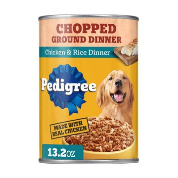Pedigree Chopped Ground Dinner Adult Soft Wet Dog Food Chicken & Rice Dinner, 13.2 oz. Cans