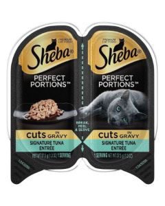 SHEBA PERFECT PORTIONS Wet Cat Food Cuts in Gravy Signature Tuna Entrée, 2.6 oz. Twin-Pack Trays