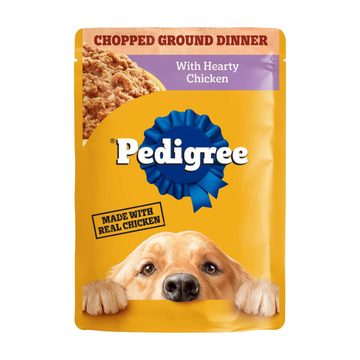 Pedigree Chopped Ground Dinner With Hearty Chicken Adult Soft Wet Dog Food Pouch, 3.5 oz