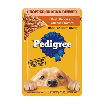 Pedigree Chopped Ground Dinner Dog Food, Beef, Bacon and Cheese Flavor, 3.5 oz