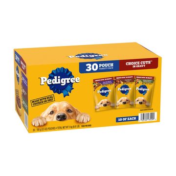PEDIGREE CHOICE CUTS IN GRAVY Adult Wet Dog Food Variety Pack, (30) 3.5 oz Pouches