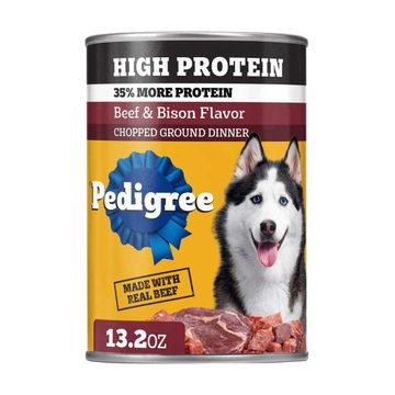 Pedigree High Protein Chopped Ground Dinner Dog Food, Beef & Bison Flavor, 13.2 oz