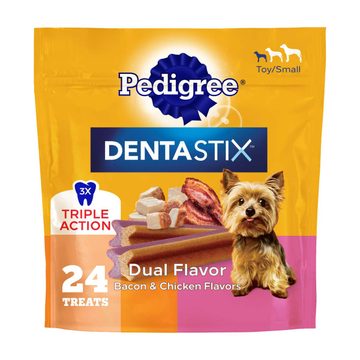 Pedigree Dentastix Dual Flavor Small Dog Dental Treats, Bacon & Chicken Flavors, 5.08 oz. Pack
