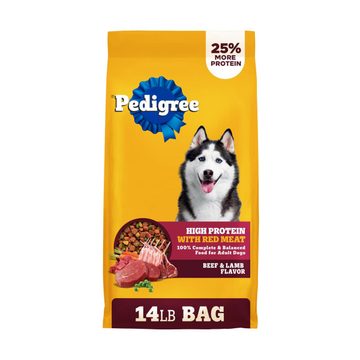 Pedigree High Protein Adult Dry Dog Food, Beef and Lamb Flavor, 14 lb