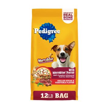 Pedigree With MarroBites Pieces Adult Dry Dog Food, Grilled Steak and Vegetable Flavor, 12 lb. Bag