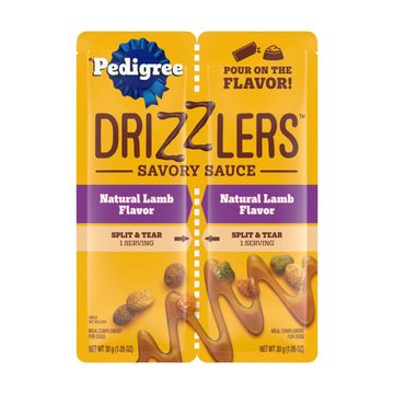 Pedigree Drizzlers Savory Sauce Dog Food Topper, Natural Lamb Flavor, 1.05 oz Pouch, 2 ct