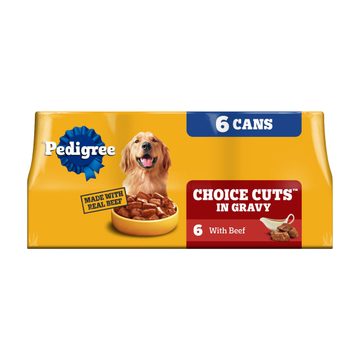 Pedigree Choice Cuts In Gravy Adult Soft Wet Dog Food With Beef, 13.2 oz Cans, 6 pk