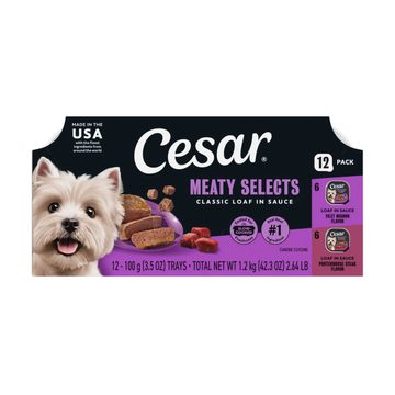 Cesar Loaf in Sauce Adult Wet Dog Food Beef Flavors Variety Pack, (12) 3.5 oz. Easy Peel Trays