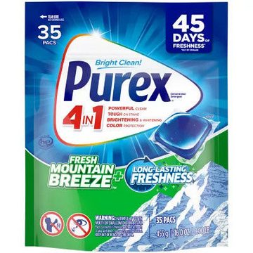 Purex 4-in-1 Laundry Detergent Pacs, Fresh Mountain Breeze Scent, 35 Count