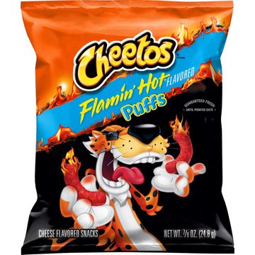 Cheetos Puffs Cheese Flavored Snacks Flamin' Hot Flavored 7/8 Oz