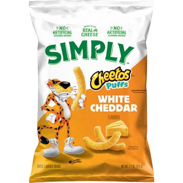 Cheetos Simply Puffs Cheese Flavored Snacks, White Cheddar, 2 1/2 oz