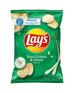 Lay's Potato Chips, Sour Cream & Onion Flavored, 2.75 oz