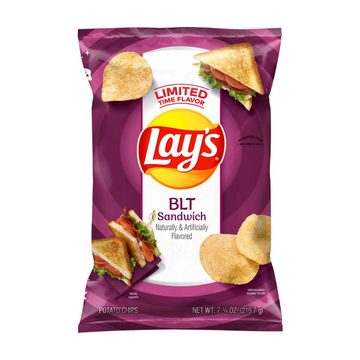 Lay's Potato Chips BLT Sandwich Naturally and Artificially Flavored 7 3/4 Oz