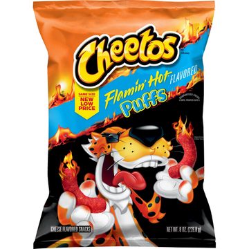 Cheetos Puffs Cheese Flavored Snacks Flamin' Hot Flavored 8 Oz