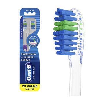 Oral-B Advanced Clean Toothbrushes, Color Changing Bristles, Medium, 2 ct