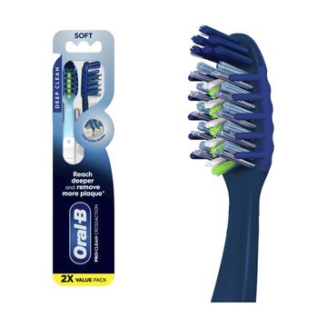 Oral-B Pro Clean Cross Action Toothbrushes, Deep Plaque Removal, Soft, 2 ct