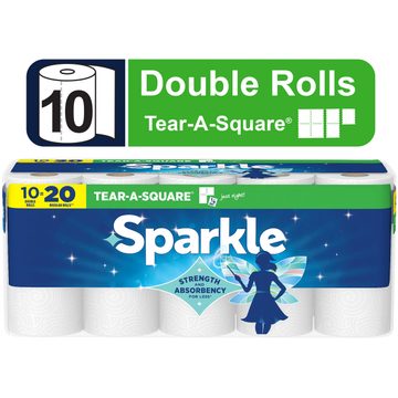 SPARKLE TEAR-A-SQUARE PAPER TOWELS, 10 DOUBLE ROLLS