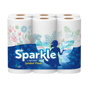Sparkle Pick-A-Size Spirited Prints Paper Towels, Double Rolls, 6 pk