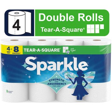 SPARKLE TEAR-A-SQUARE PAPER TOWELS, 4 DOUBLE ROLLS