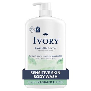 Ivory Sensitive Body Wash, Fragrance Free, 35oz
