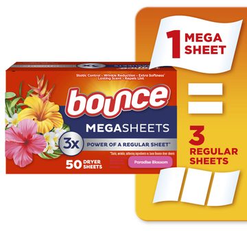 Bounce Megasheets Dryer Sheets, Paradise Blossom, 50 ct
