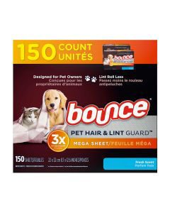 Bounce Pet Hair & Lint Guard Mega Dryer Sheets, Fresh Scent, 150 ct