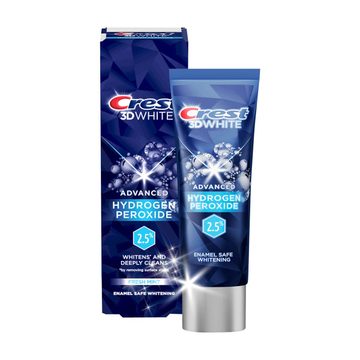 Crest 3D White Advanced Hydrogen Peroxide 2.5%, Teeth Whitening Toothpaste, Fresh Mint, 3.0 oz