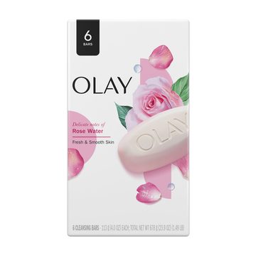 Olay Rose Water Beauty Bar Soap, 4 oz bars, 6 ct