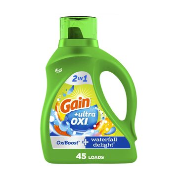 Gain Ultra Oxi Liquid Laundry Detergent, Waterfall Delight Scent, 65 fl oz