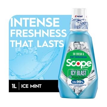 Crest Scope Icy Blast Mouthwash with Alcohol, 1L, Fights Plaque and Gingivitis