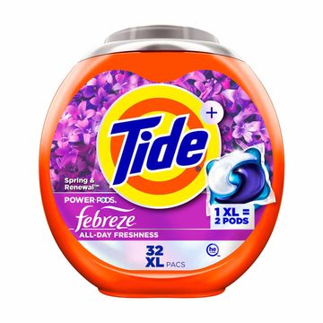 Tide Power Pods with Febreze Laundry Detergent Pacs, 32 Count, Spring and Renewal Scent, All-Day Freshness, laundry soap detergent pacs