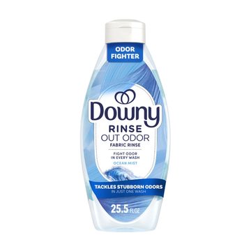 Downy Rinse & Refresh Laundry Odor Remover and Fabric Softener, Ocean Mist, 25.5 fl oz., Safe On All Fabrics, HE Compatible