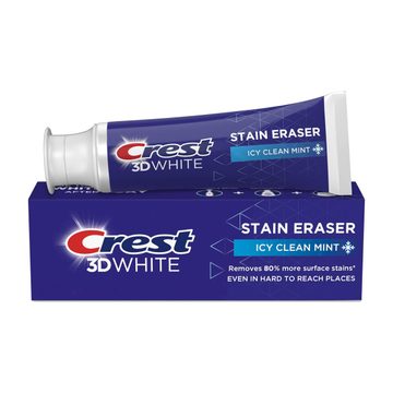 Crest 3D White Stain Eraser Teeth Whitening Toothpaste, Icy Clean Mint, 2.7 oz