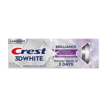 Crest 3D White Brilliance Vibrant Peppermint Teeth Whitening Toothpaste, 4.6 oz, Whiter Teeth in 3 Days, Anticavity Fluoride Toothpaste, 100% More Surface Stain Removal, 24 Hour Active Stain Prevention