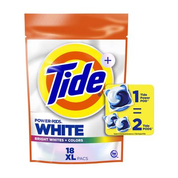 Tide Power PODS White Laundry Detergent Pacs, 18 Count, Brilliant Whitening + Color Protect