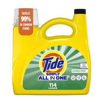 Tide Simply All-In-One Liquid Laundry Detergent, Daybreak Fresh Scent, 114 Loads, 151 fl oz
