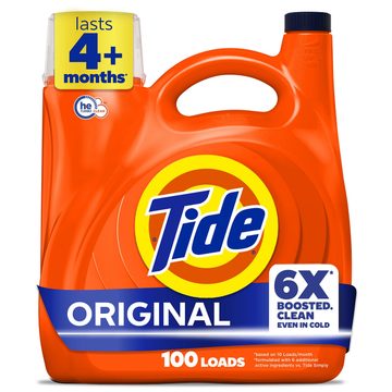 Tide Liquid Laundry Detergent, Original Scent, 100 Loads, 125 fl oz, Boosted Clean even in cold water, laundry soap, concentrated liquid detergent