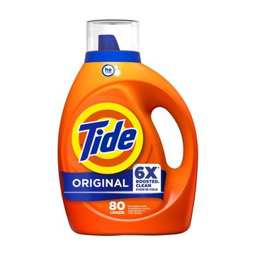 Tide Liquid Laundry Detergent, Original Scent, 80 Loads, 100 fl oz, Boosted Clean even in cold water, laundry soap, concentrated liquid detergent