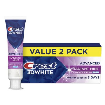 Crest Toothpaste 3DWhite Advanced Teeth Whitening , Radiant Mint, 3.3 oz, Pack of 2
