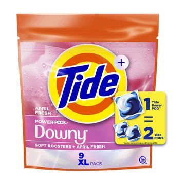 Tide Power PODs + Downy Laundry Detergent Pods, 9 Count, Soft Boosters + April Fresh