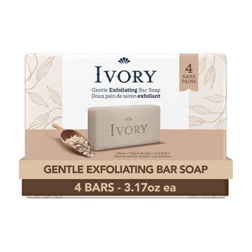 Ivory Gentle Exfoliating Bar Soap, Notes of Warm Vanilla + Oat Milk, 3.17 oz - 4 ct