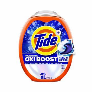 Tide Oxi Boost Power PODS Laundry Detergent Pacs, 45 Count, Set-In Stain Removal + Oxi Power, laundry soap detergent pacs