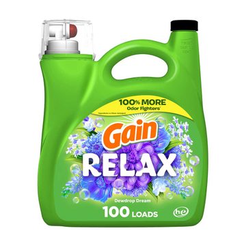Gain HE compatible Liquid Laundry Detergent, Relax, Dewdrop Dream, 144 fl oz - 100 loads