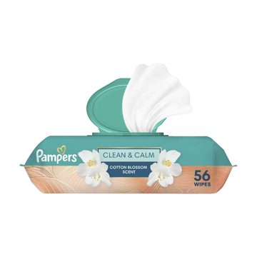 Pampers Wipes, Clean & Calm, Cotton Blossom Scent, 56 Wipes Total (1X Pop-Top Packs)